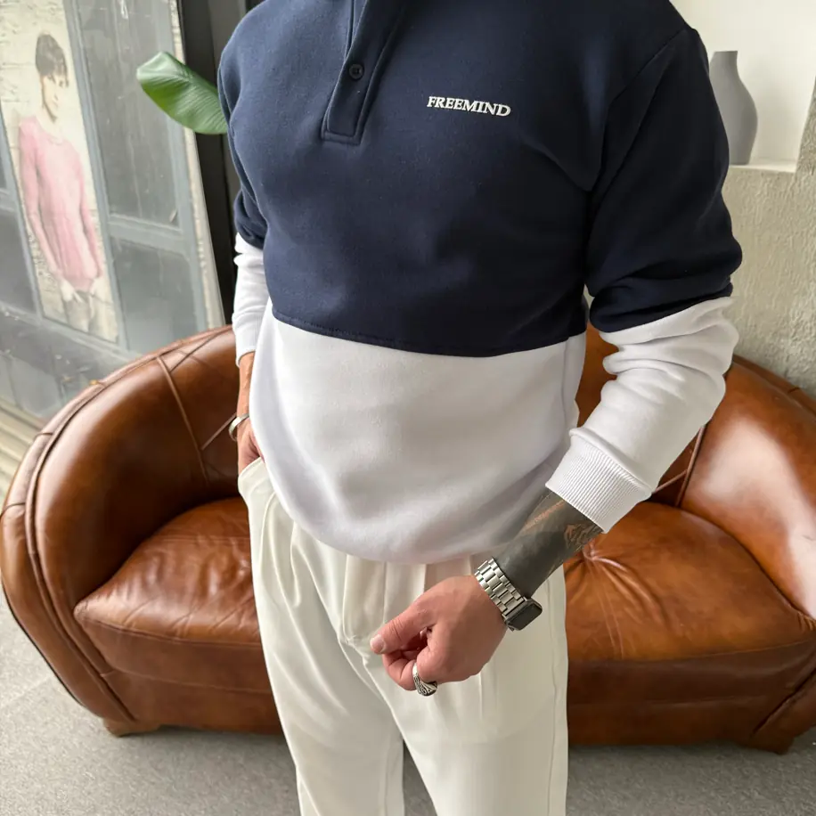 Üç İplik Polo Yaka Sweatshirt