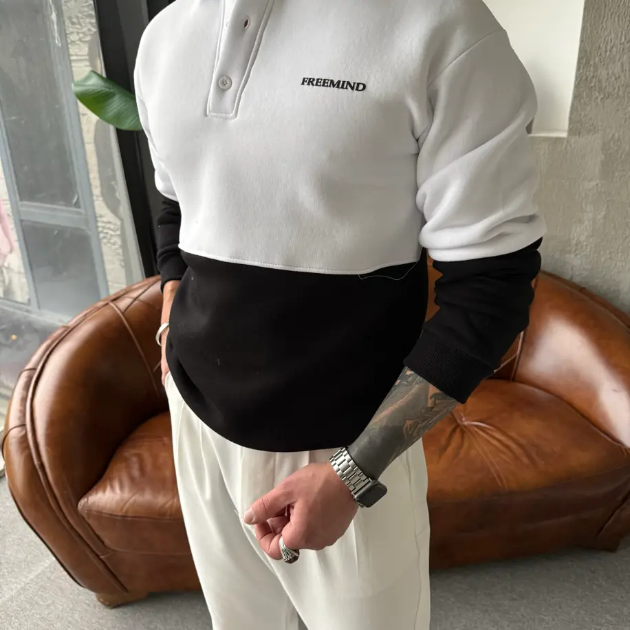 Üç İplik Polo Yaka Sweatshirt