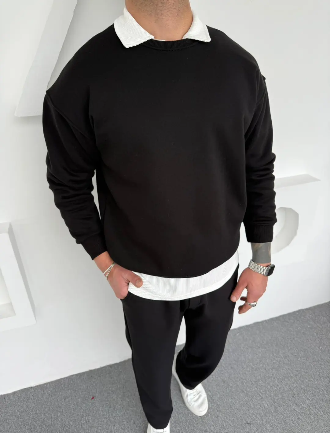 Üç İplik Bisiklet  Yaka Sweatshirt